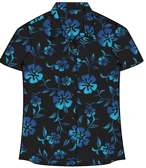 Women's Moonlight Hibiscus Hawaiian Shirt- Made in USA